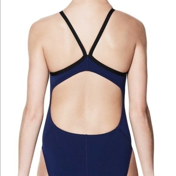 Nike Women's Midnight Blue Poly Core Solid Lingerie Tank Swimsuit - Picture 6 of 8
